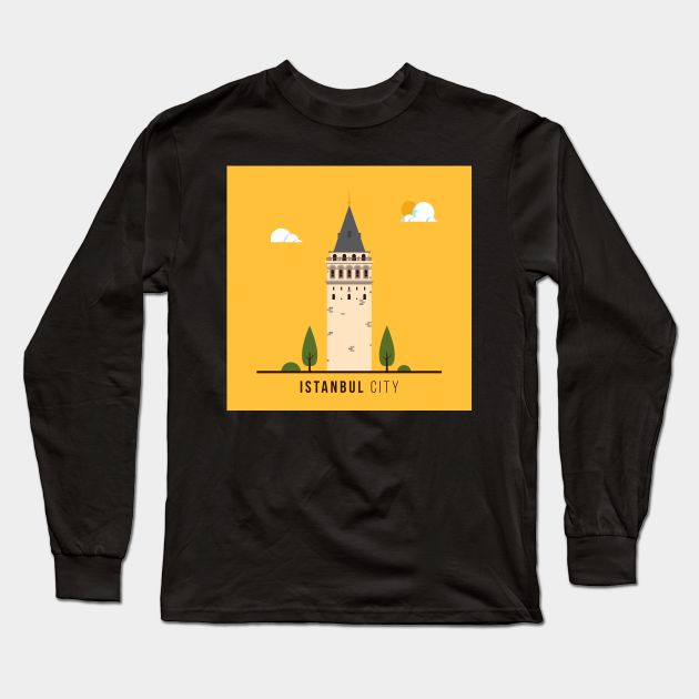 Istanbul city poster Long Sleeve T-Shirt by kursatunsal